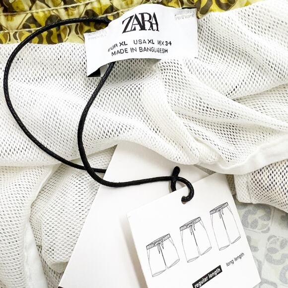 Zara Printed Regular Length Swim Shorts Yellow Size XL - Picture 3 of 3